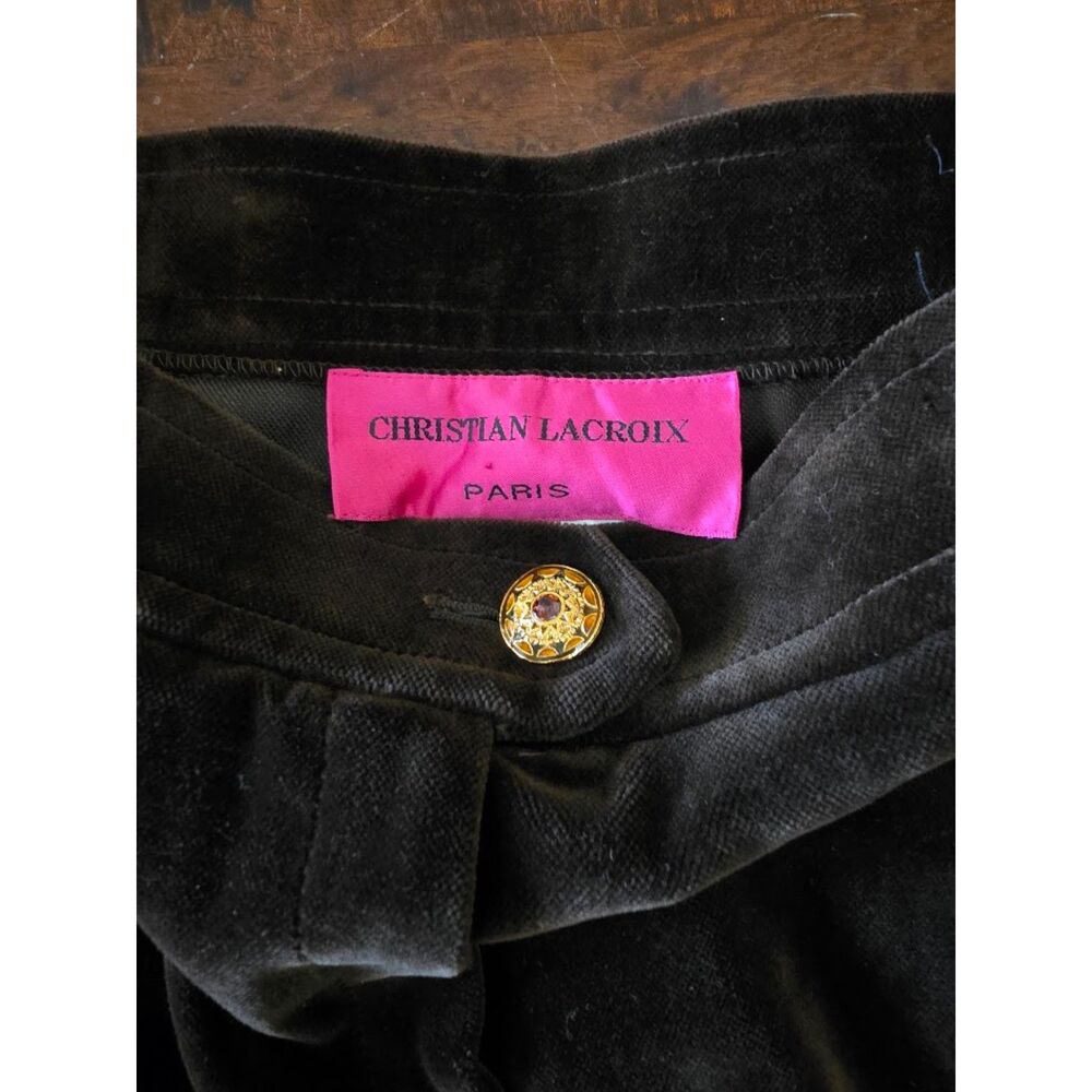 Vintage Christian Lacroix Paris chocolate velvet pleated pants-- SEE Photos Flaw